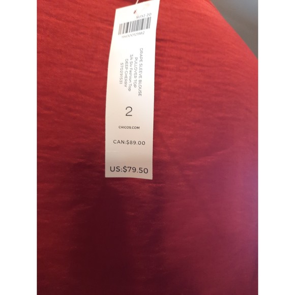 Chico's Drape Sleeve Ladies Top New With Tag Size 2 (12) - Picture 9 of 9